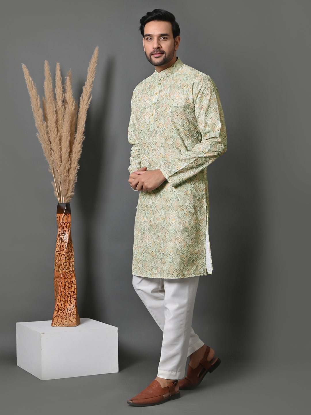 Chikan Pista Kurta Set - KM33928-284C