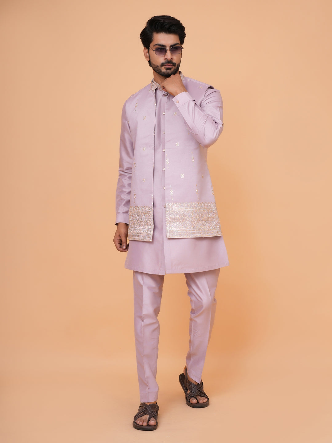 Sequence Purple Jacket Kurta Set - JT43195-2
