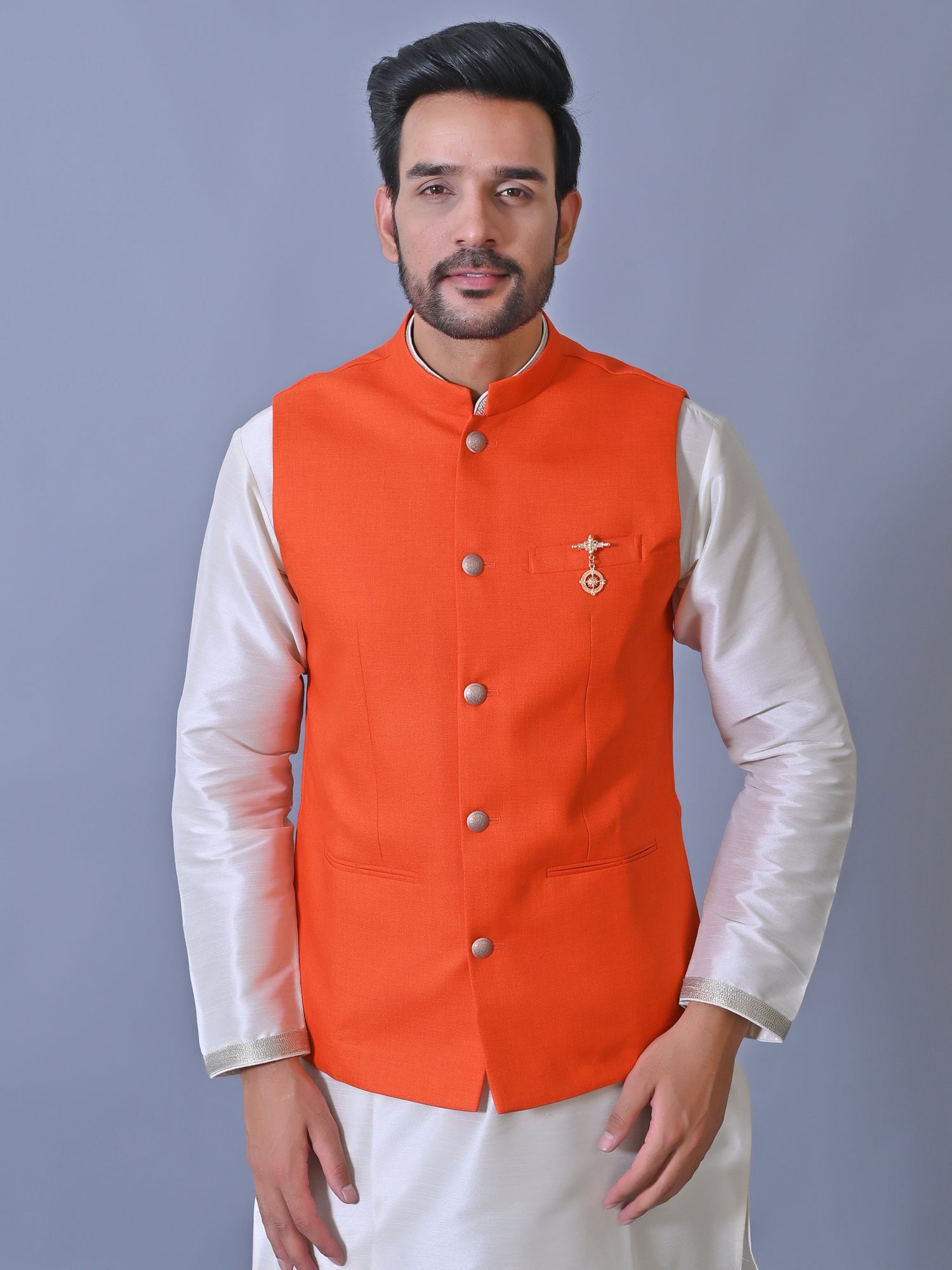 Orange colour shop modi jacket