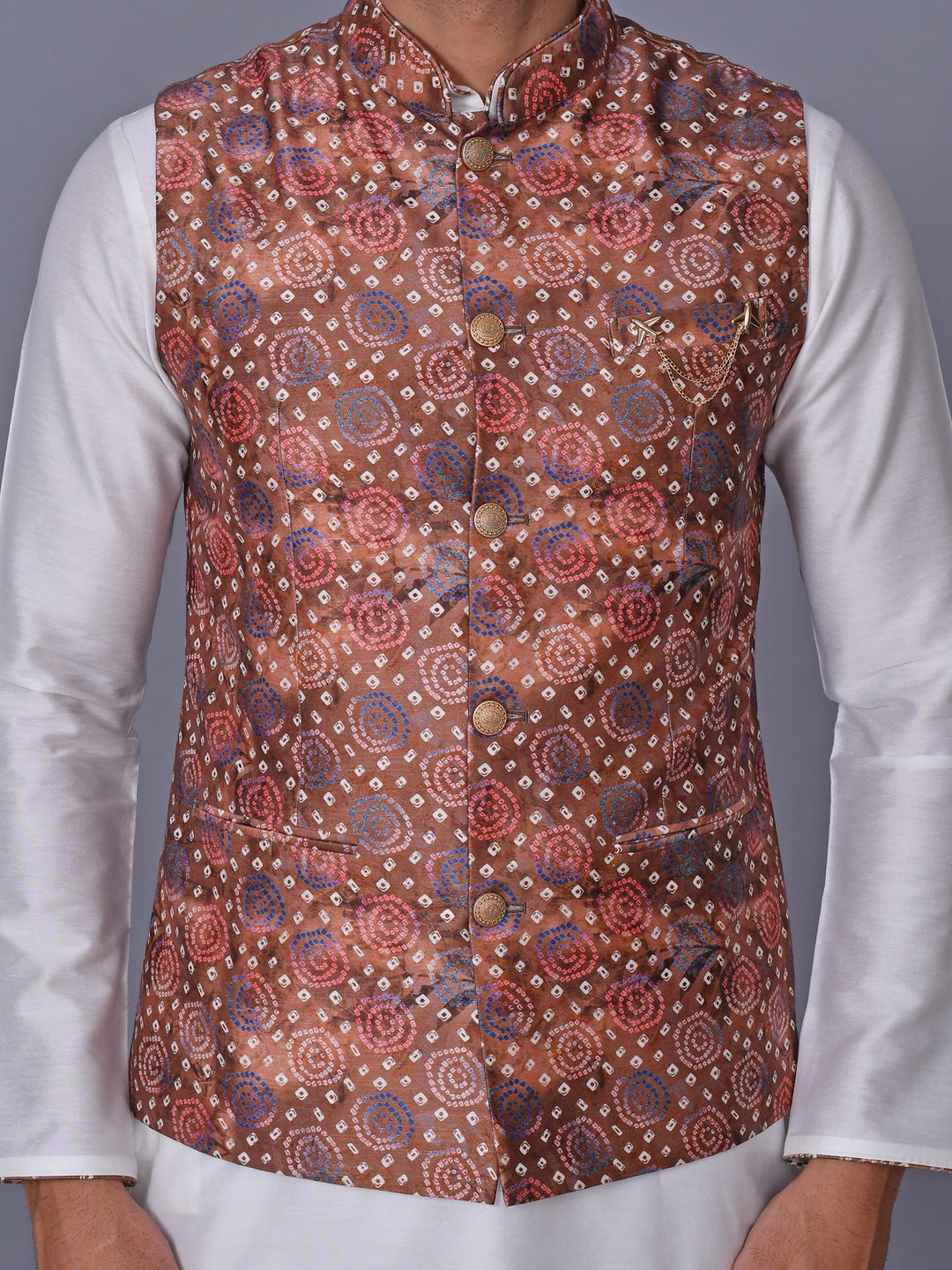 Bandhani Multi Nehru Jacket