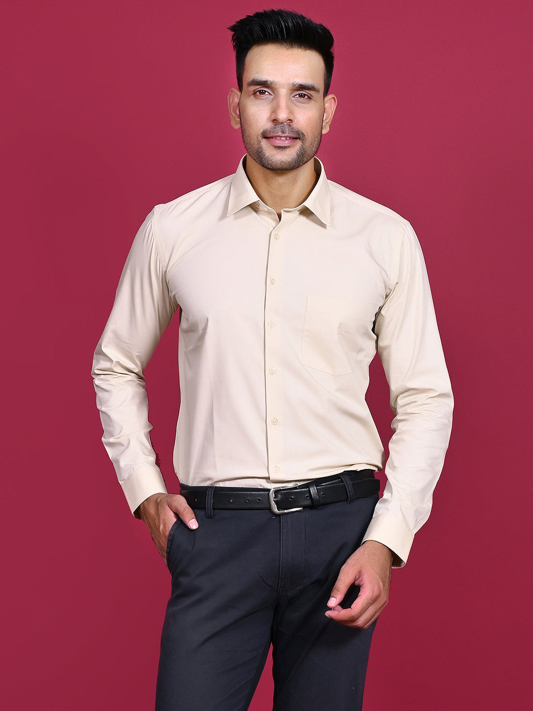 Solid Cream Shirts
