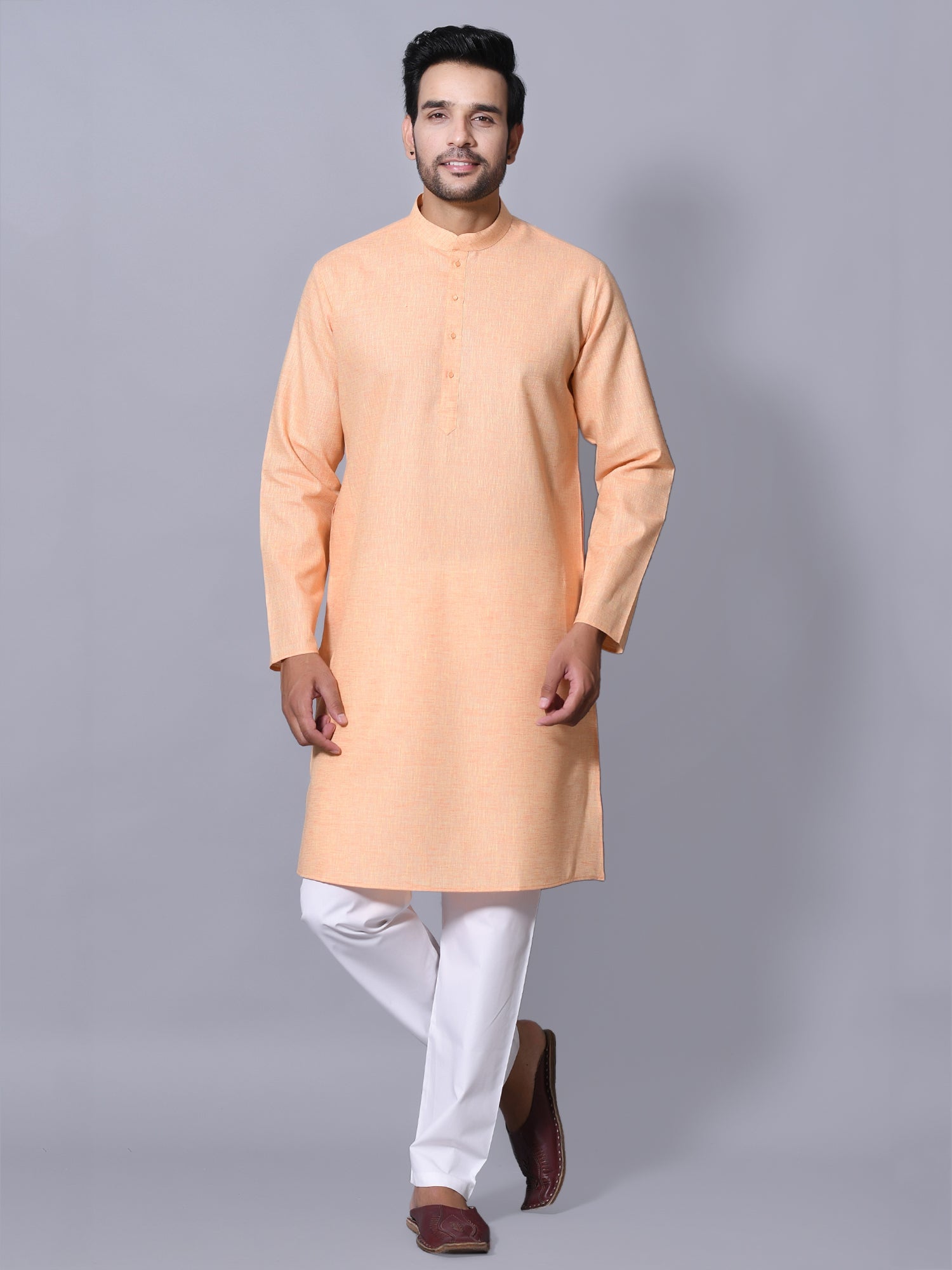 Halter Key Hole Straight Kurta Set - Kesar Orange