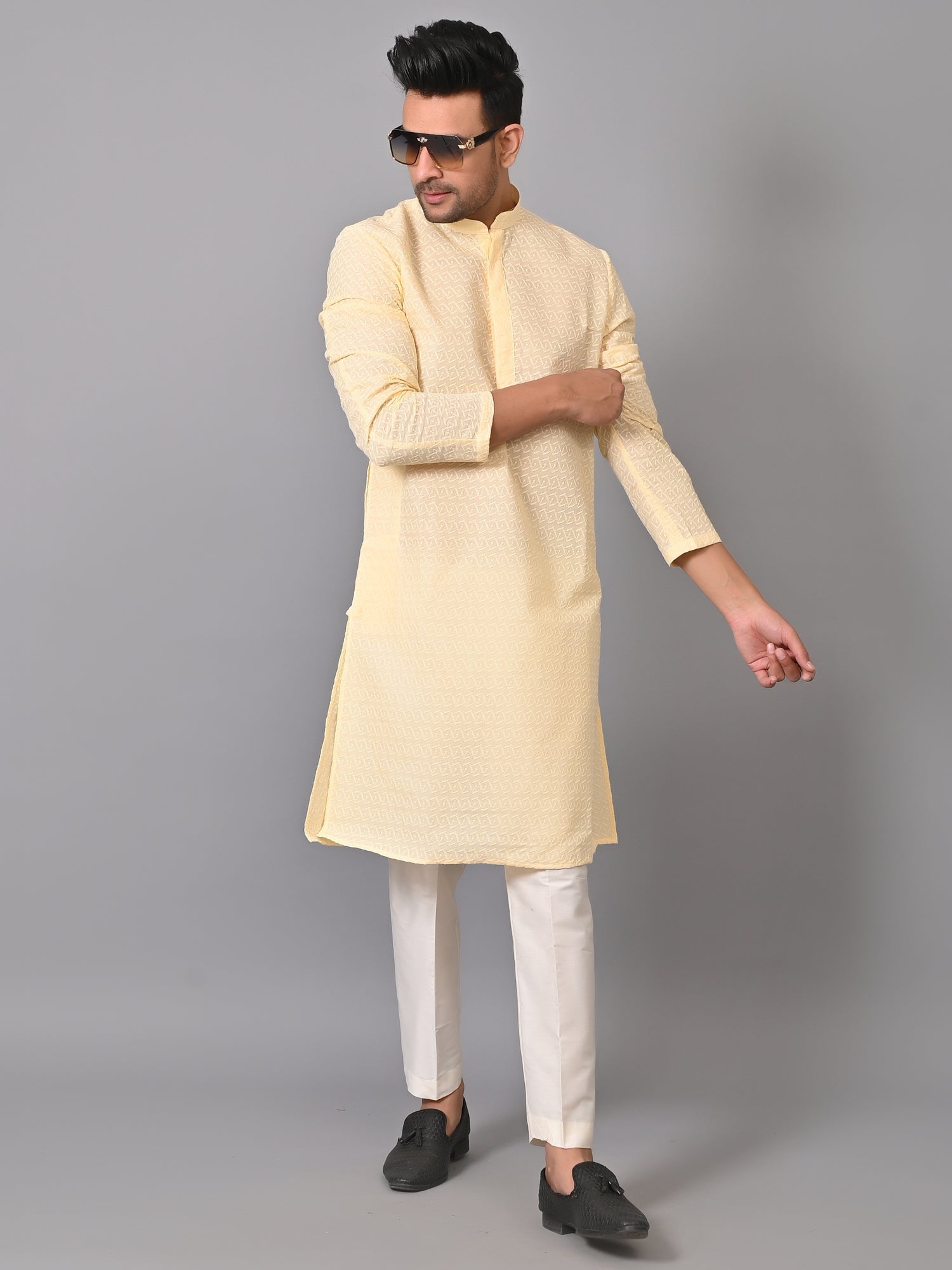 Chikan Cream Kurta Set ETHNIC COTLER