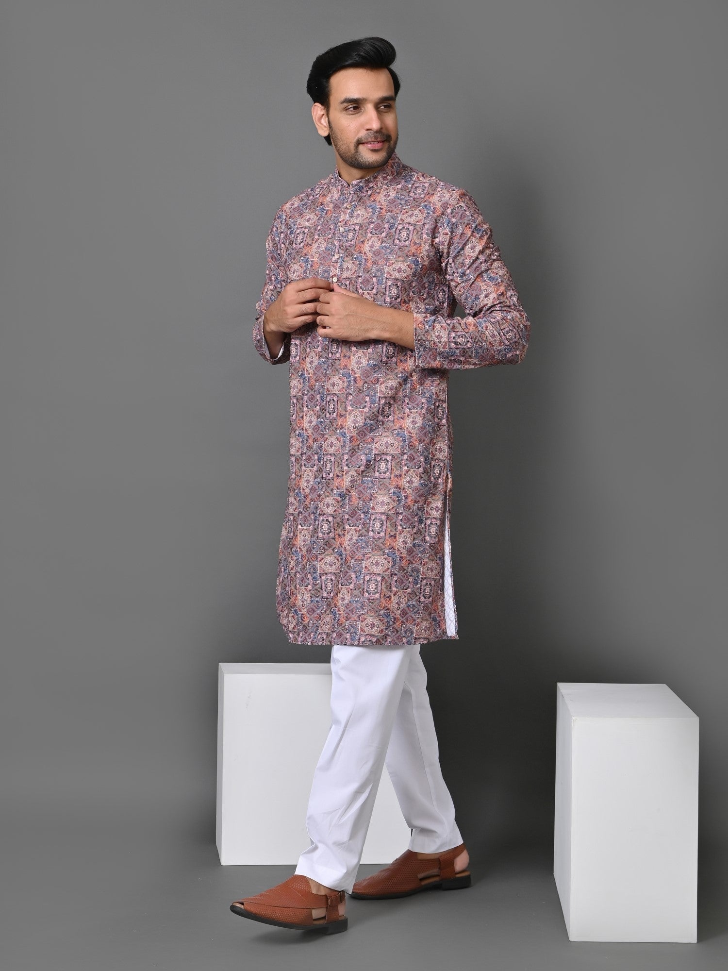 Ethnic Motifs Printed Straight Dhoti Kurta Set