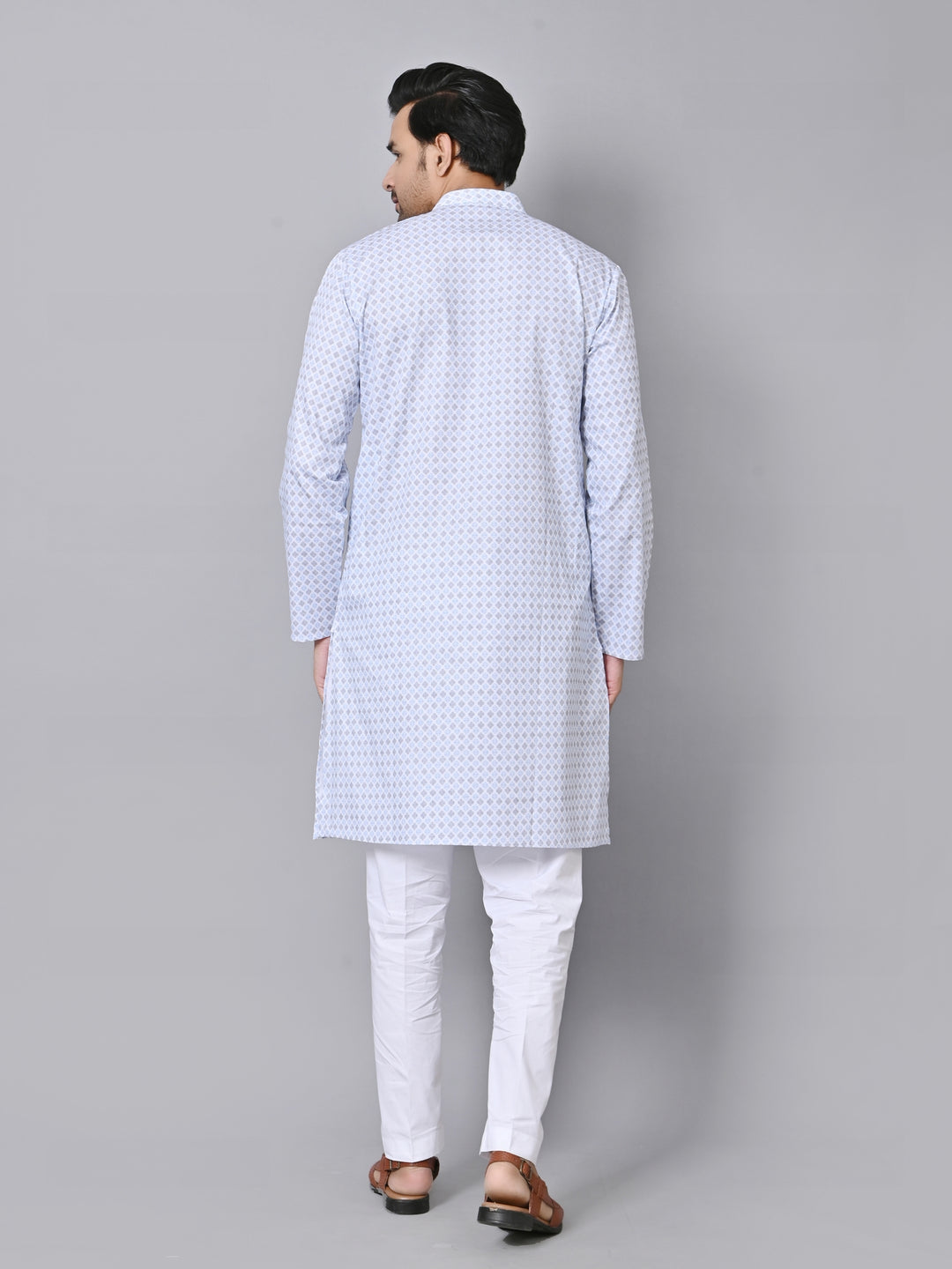 Checked Blue Kurta Set - KM33971-10