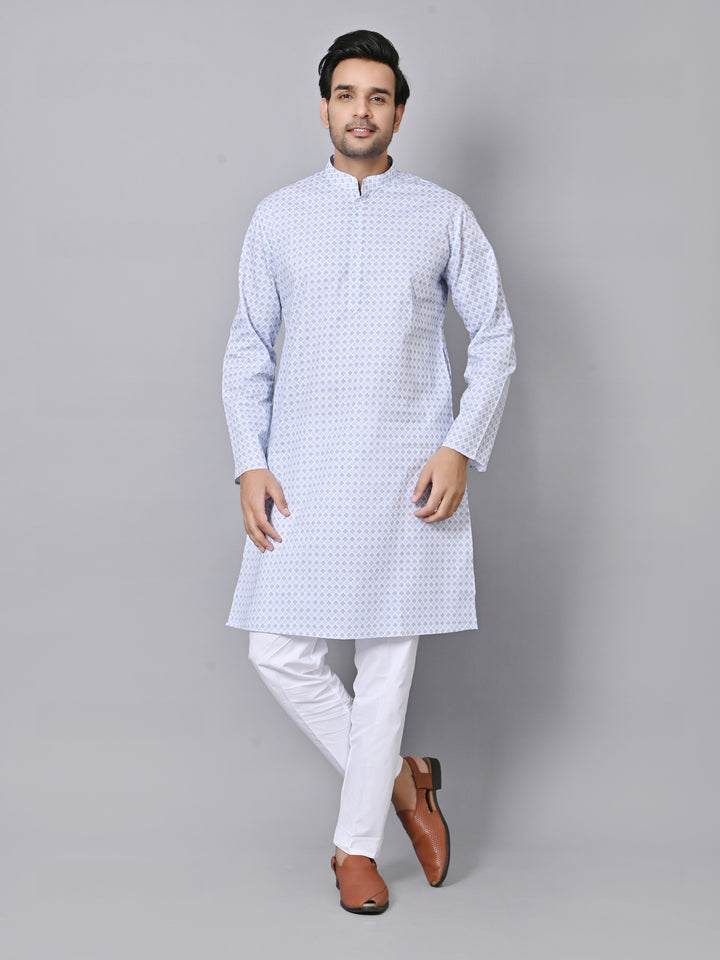 Checked Blue Kurta Set - KM33971-10