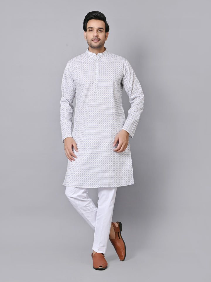 Checked Grey Kurta Set - KM33971-11