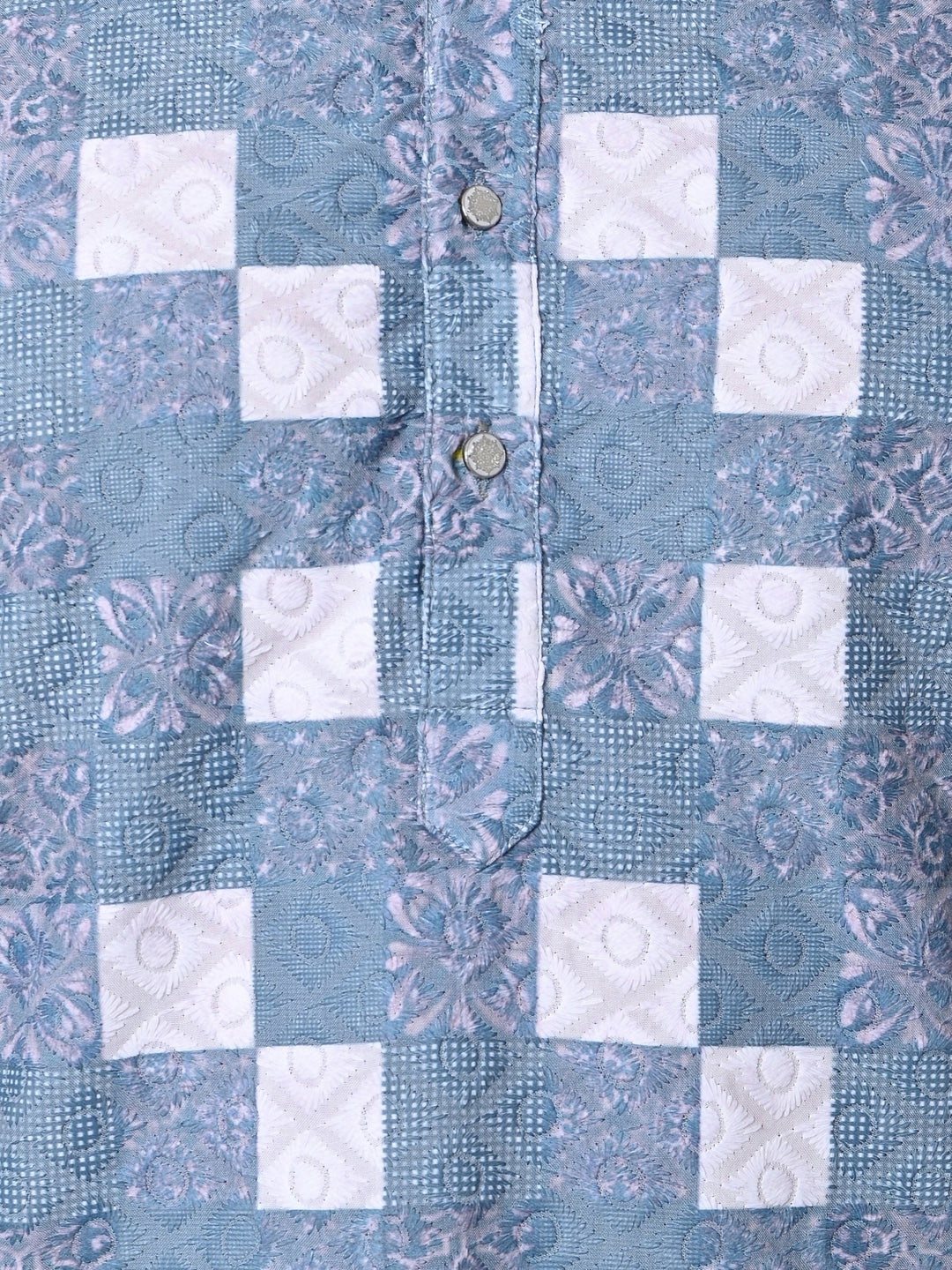 Checked Blue Kurta Set - KM34638-22