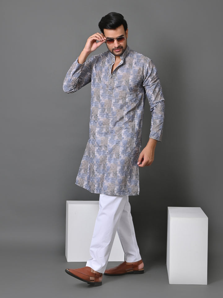 Abstract Grey Kurta Set - KM34749-15