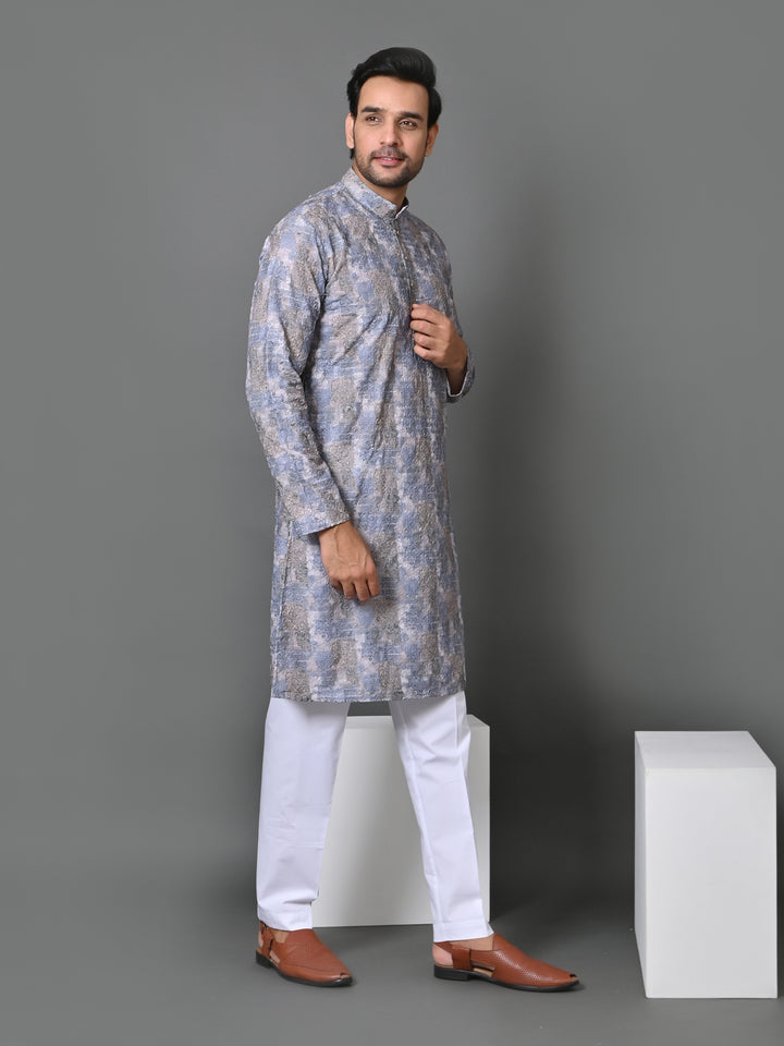 Abstract Grey Kurta Set - KM34749-15