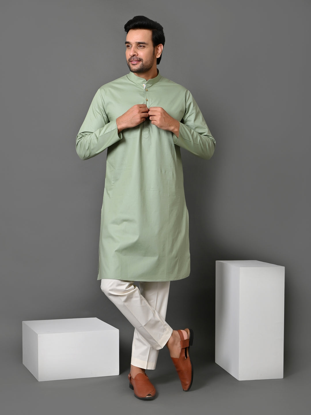 Solid Green Kurta Set - KM31514-46