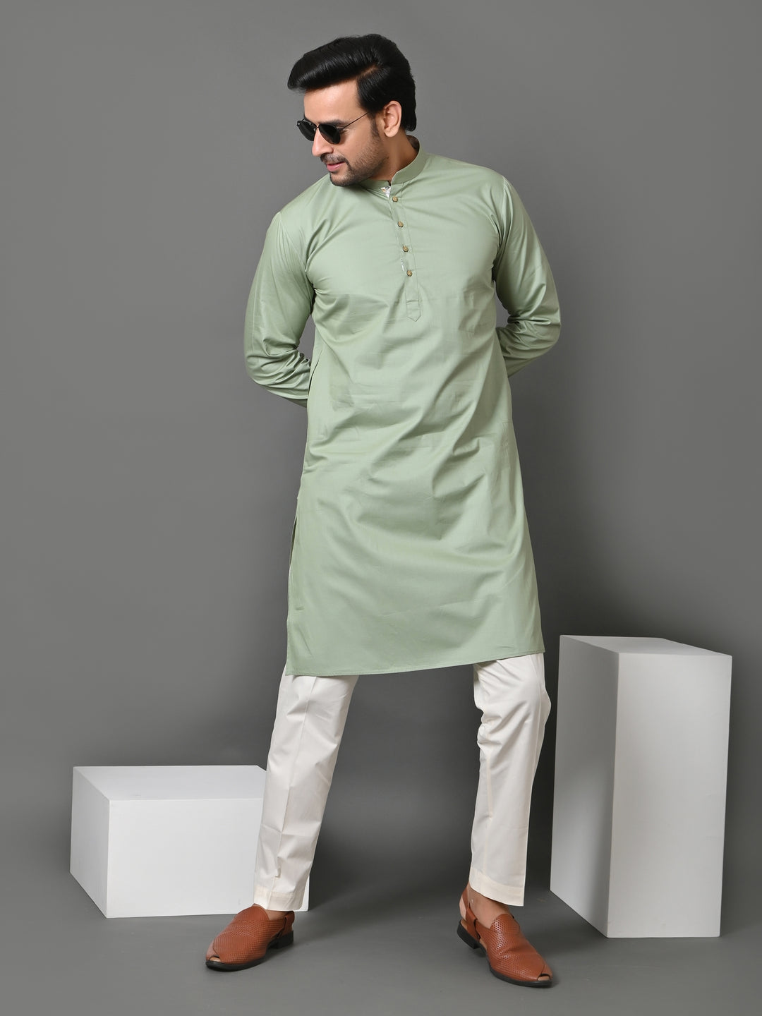 Solid Green Kurta Set - KM31514-46