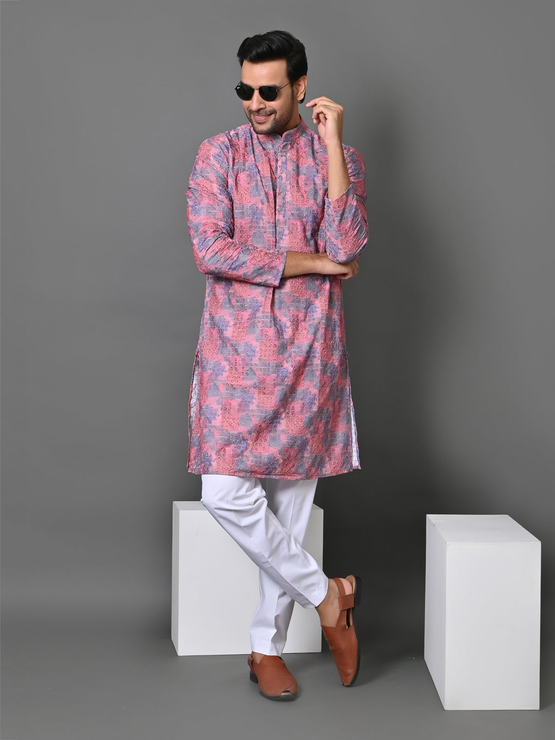 Abstract Pink Kurta Set - KM34749-14