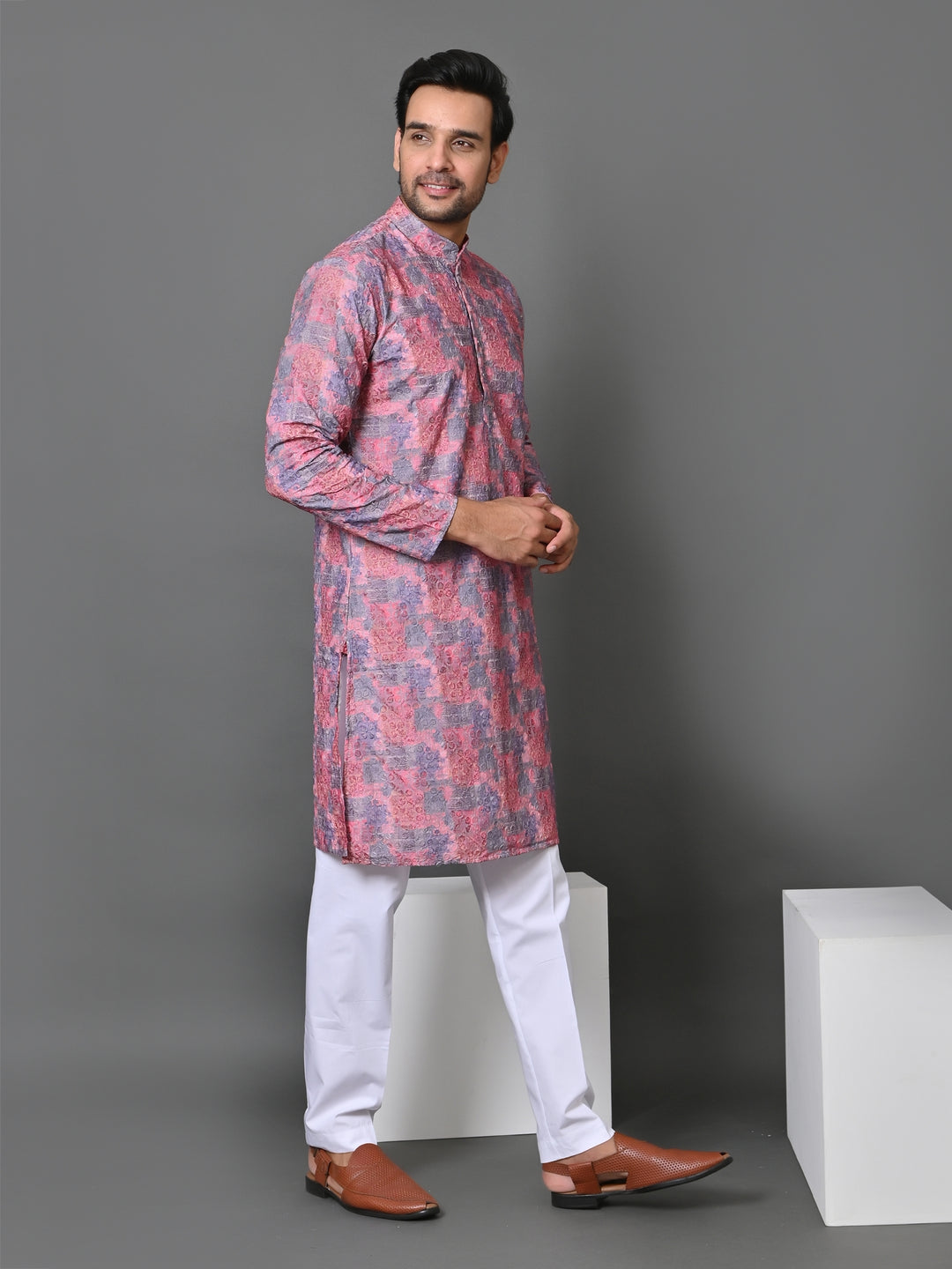 Abstract Pink Kurta Set - KM34749-14