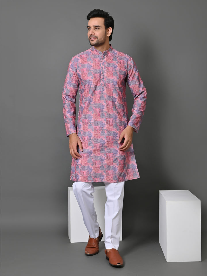 Abstract Pink Kurta Set - KM34749-14