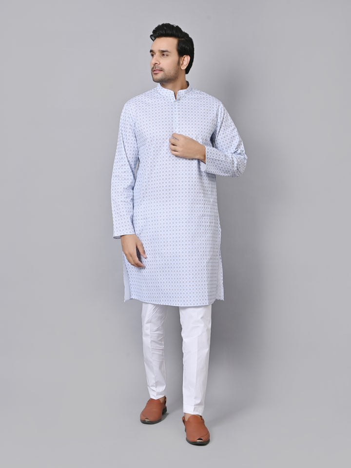 Checked Blue Kurta Set - KM33971-10