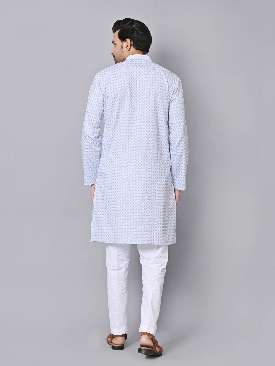 Checked Blue Kurta Set - KM33971-10