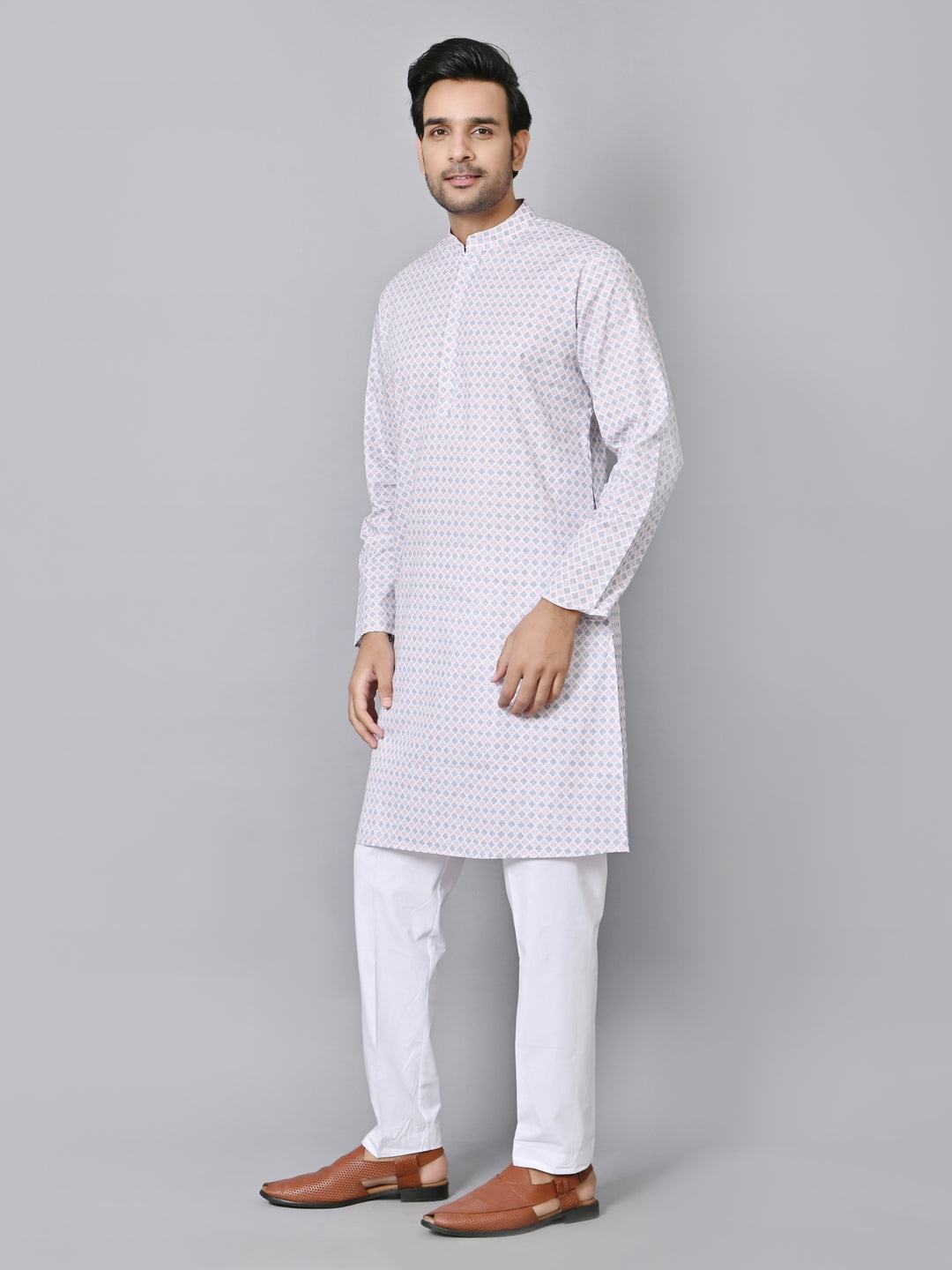 Checked Pink Kurta Set - KM33971-12