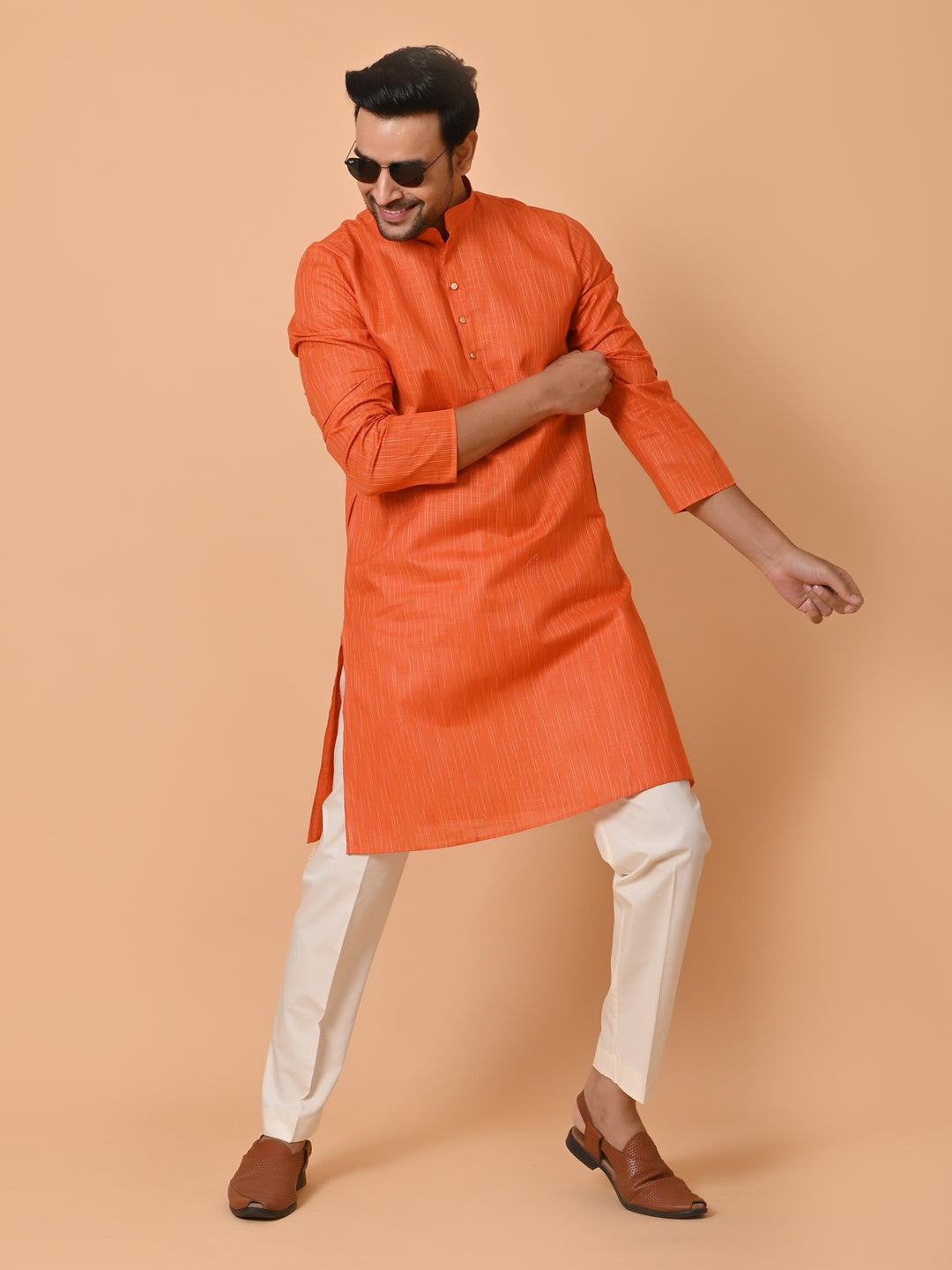 Striped Rust Kurta Set - KM34339-113
