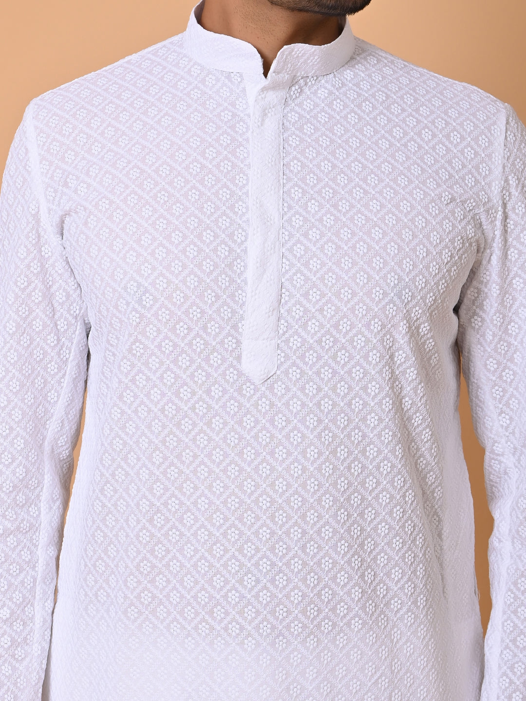Chikan White Kurta Set - KM26165-W2044