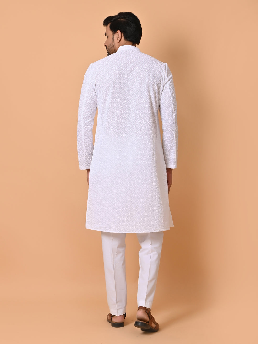 Chikan White Kurta Set - KM26165-W2044