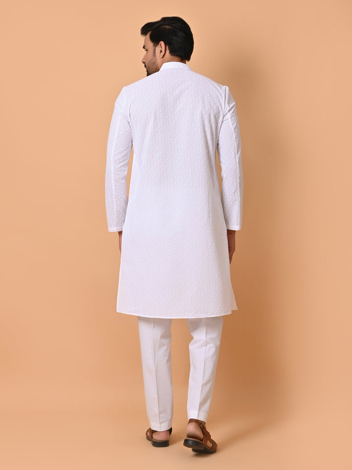 Chikan White Kurta Set - KM26165-W2044