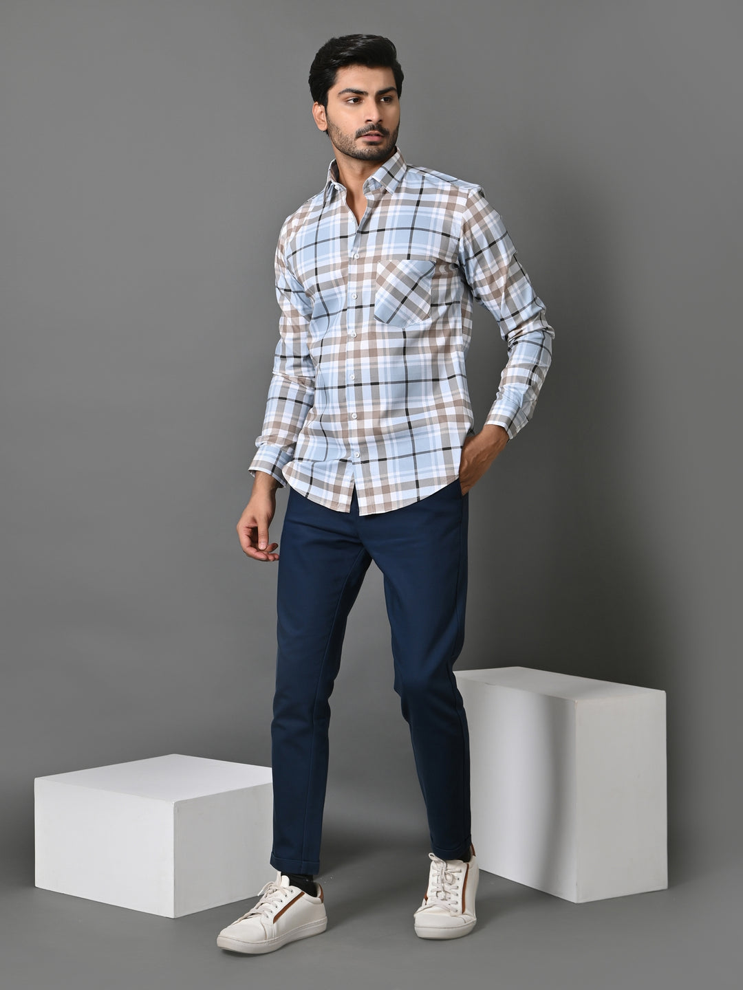 Checked Blue Shirts - E33911-12