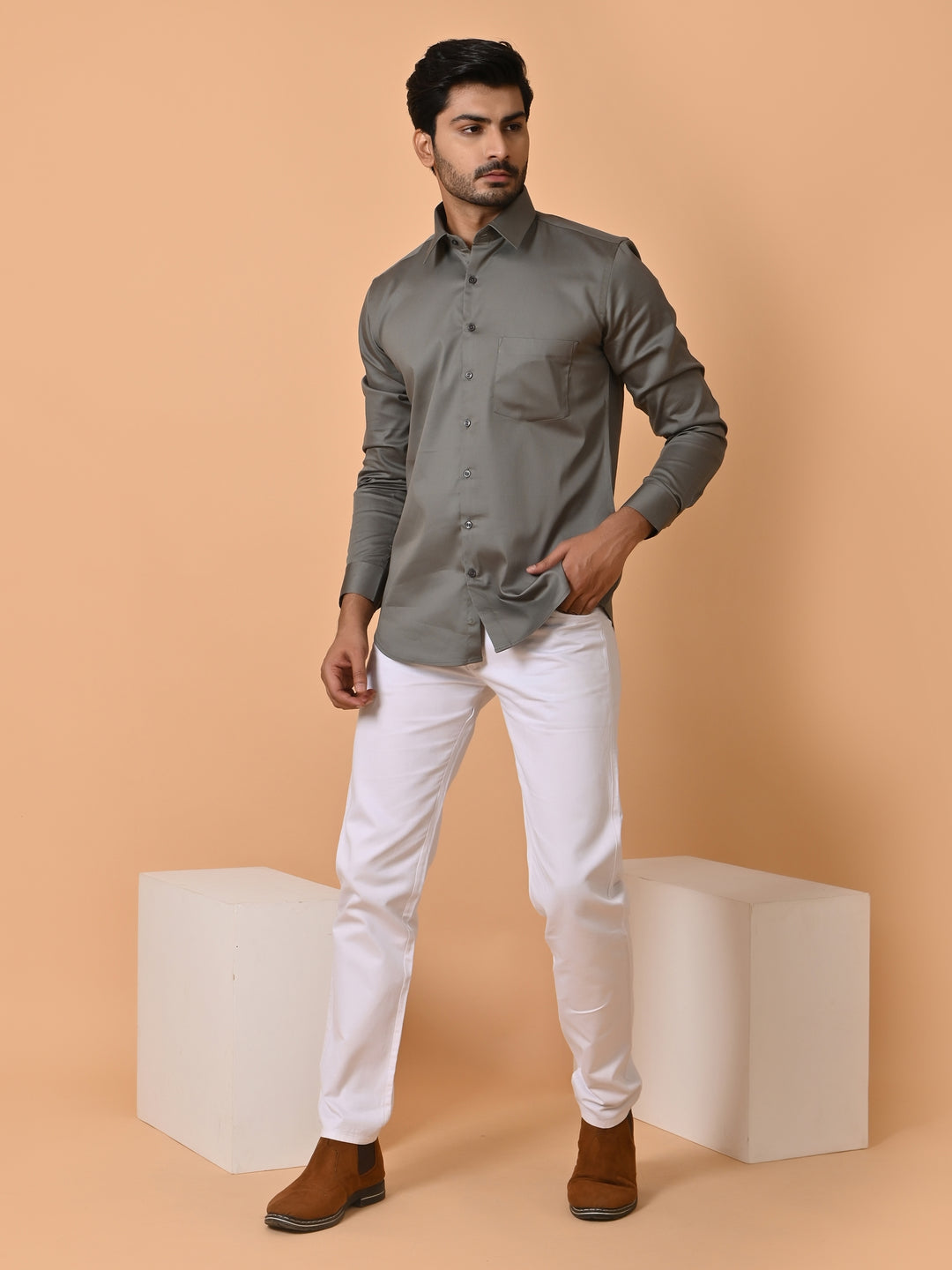 Solid Grey Shirts - E35961-23