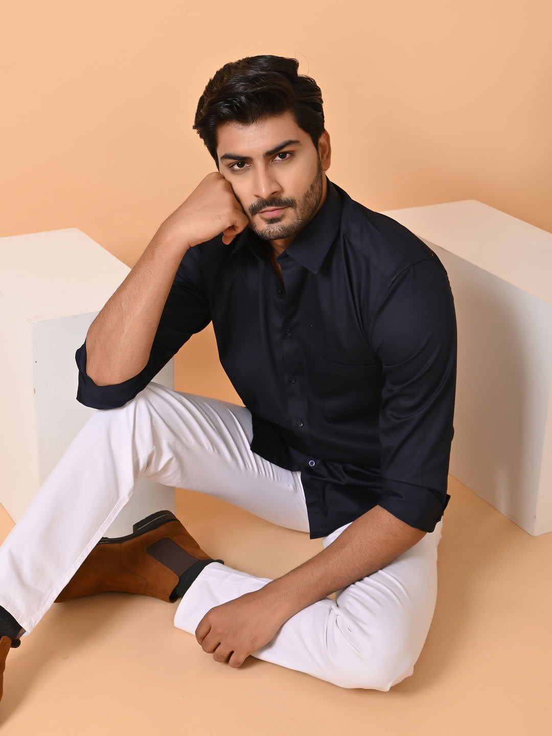 Solid Navy Blue Shirts - E35961-8