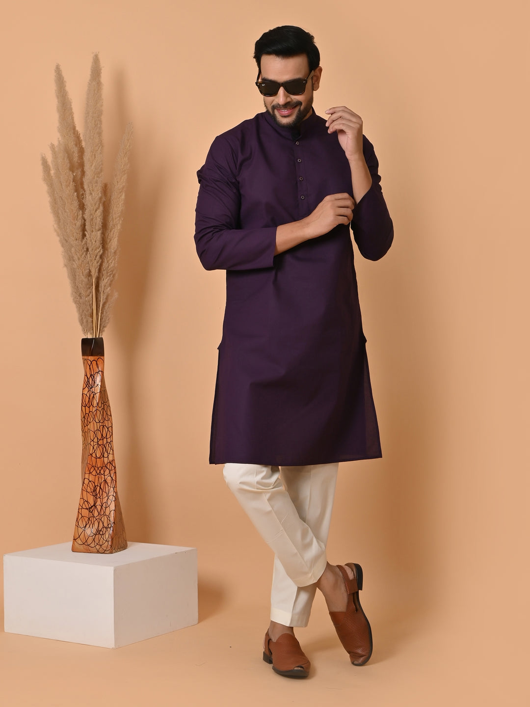 Solid Wine Kurta Set - KM31953-31