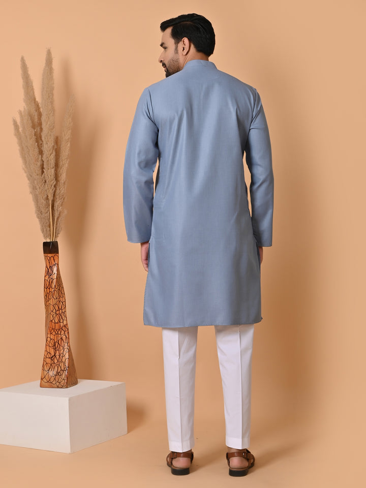 Solid Grey Kurta Set - KM33913-5