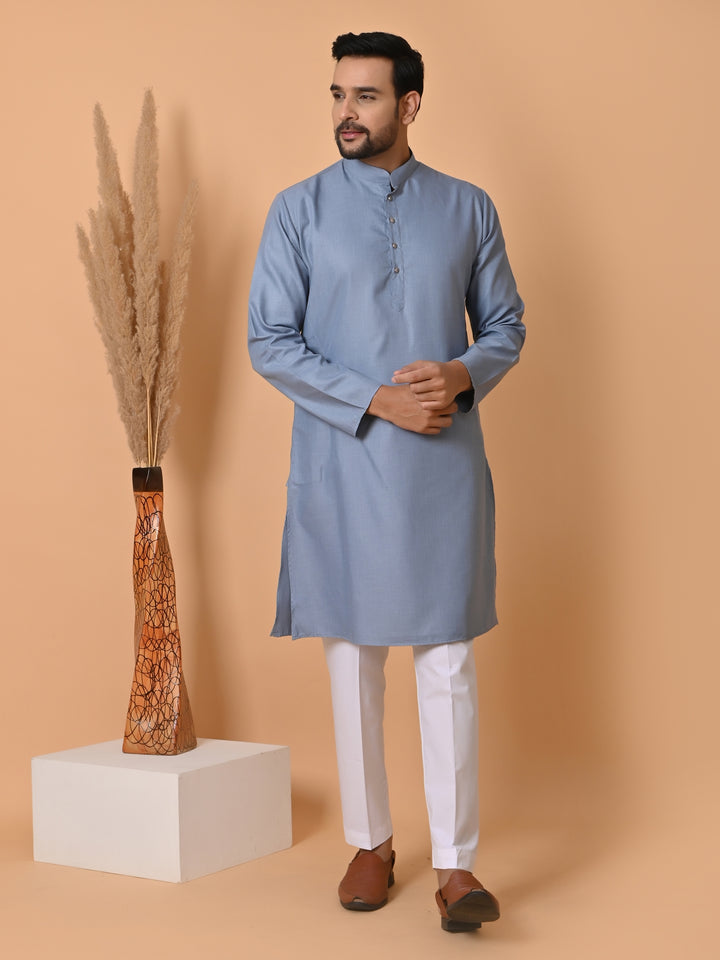 Solid Grey Kurta Set - KM33913-5