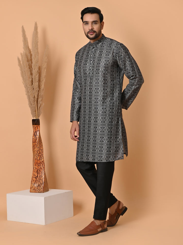 Geometric Black Kurta Set - KM34299-11