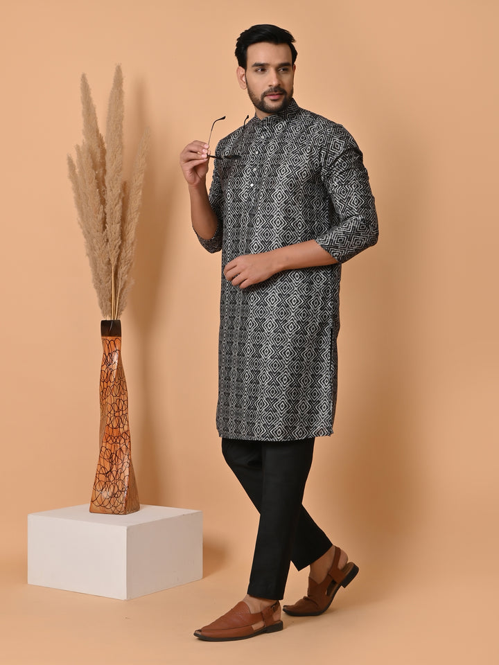 Geometric Black Kurta Set - KM34299-11