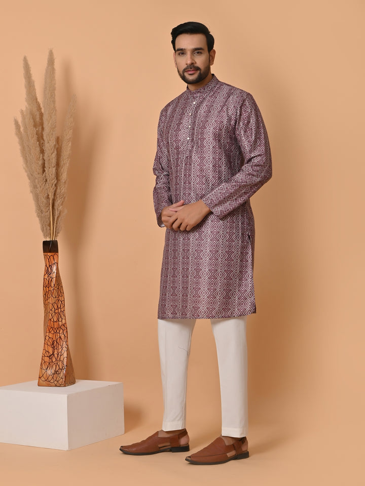 Geometric Purple Kurta Set - KM34299-12