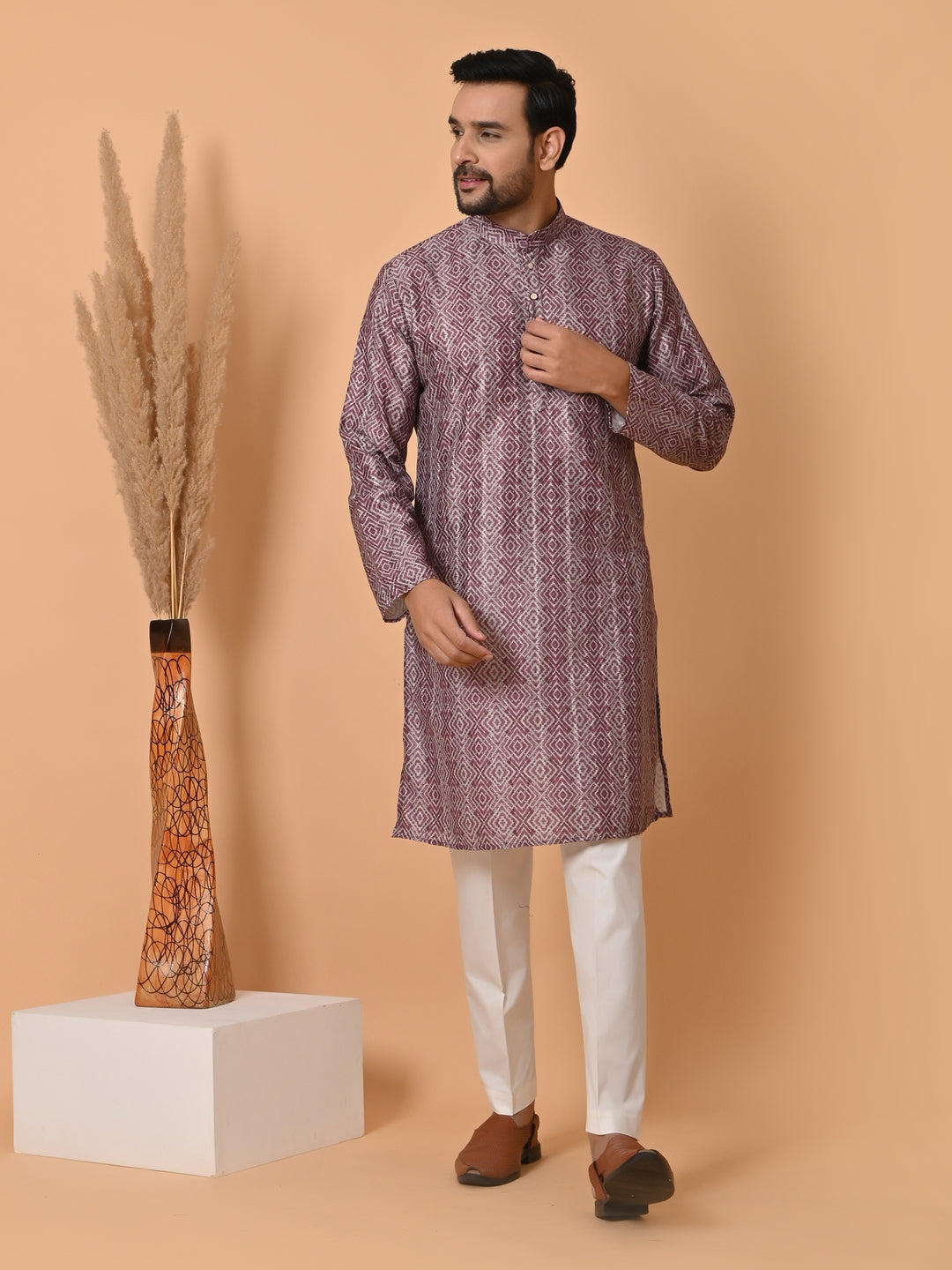 Geometric Purple Kurta Set - KM34299-12