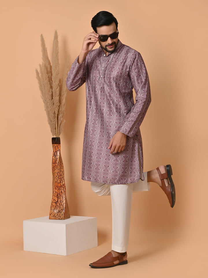 Geometric Purple Kurta Set - KM34299-12