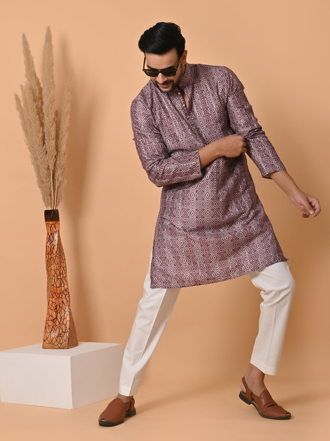 Geometric Purple Kurta Set - KM34299-12