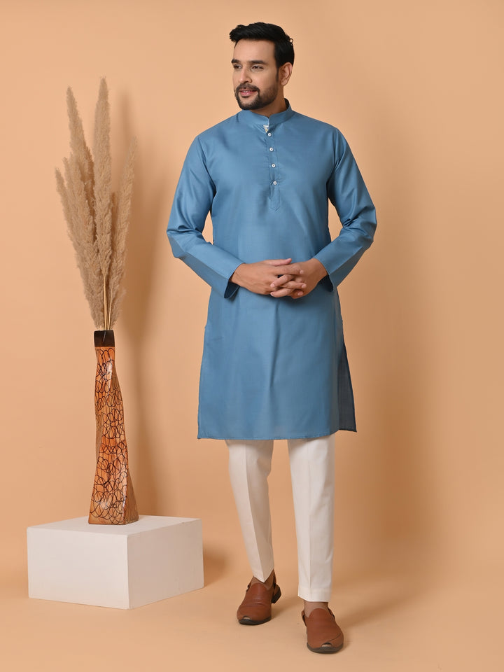 Solid Blue Kurta Set - KM34392-41