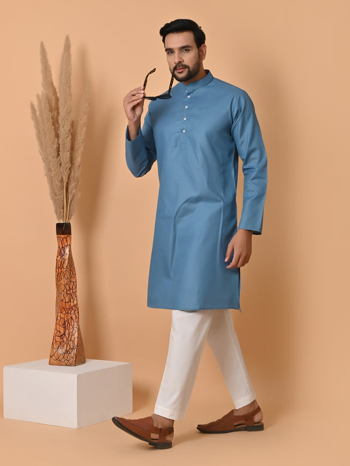 Solid Blue Kurta Set - KM34392-41