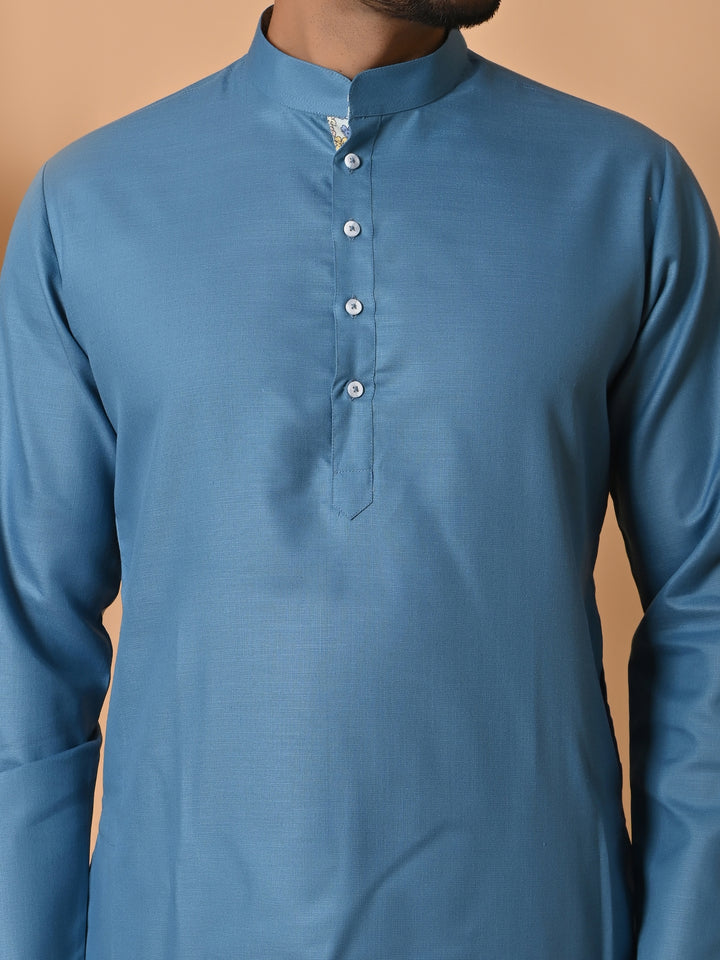 Solid Blue Kurta Set - KM34392-41