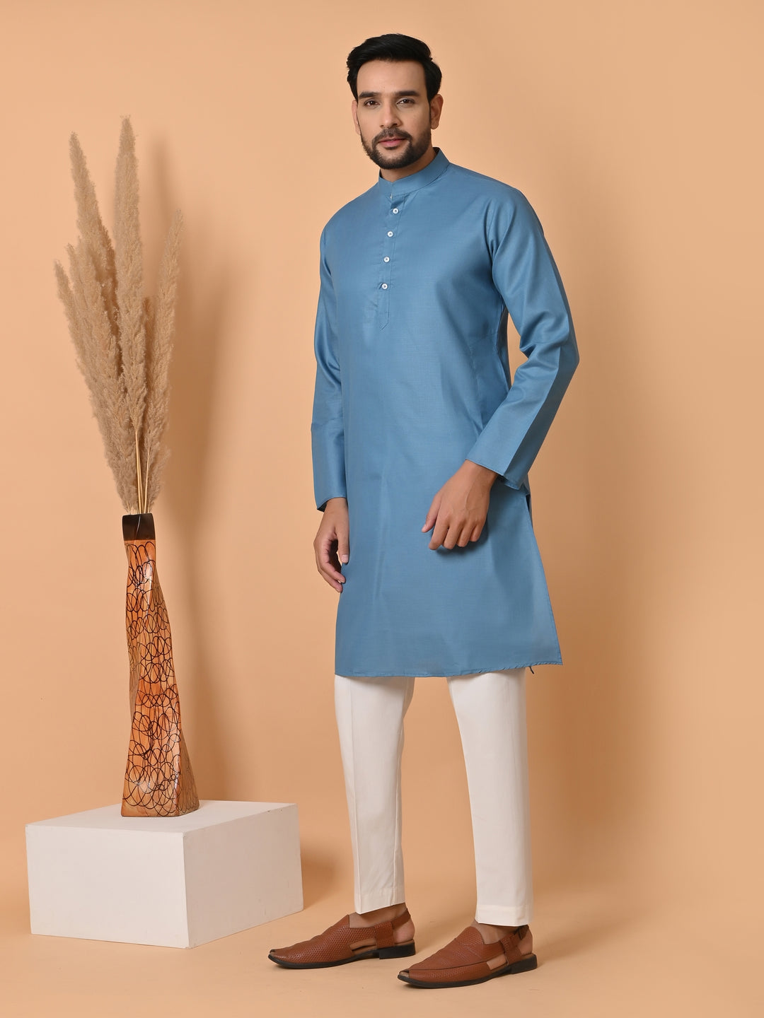 Solid Blue Kurta Set - KM34392-41