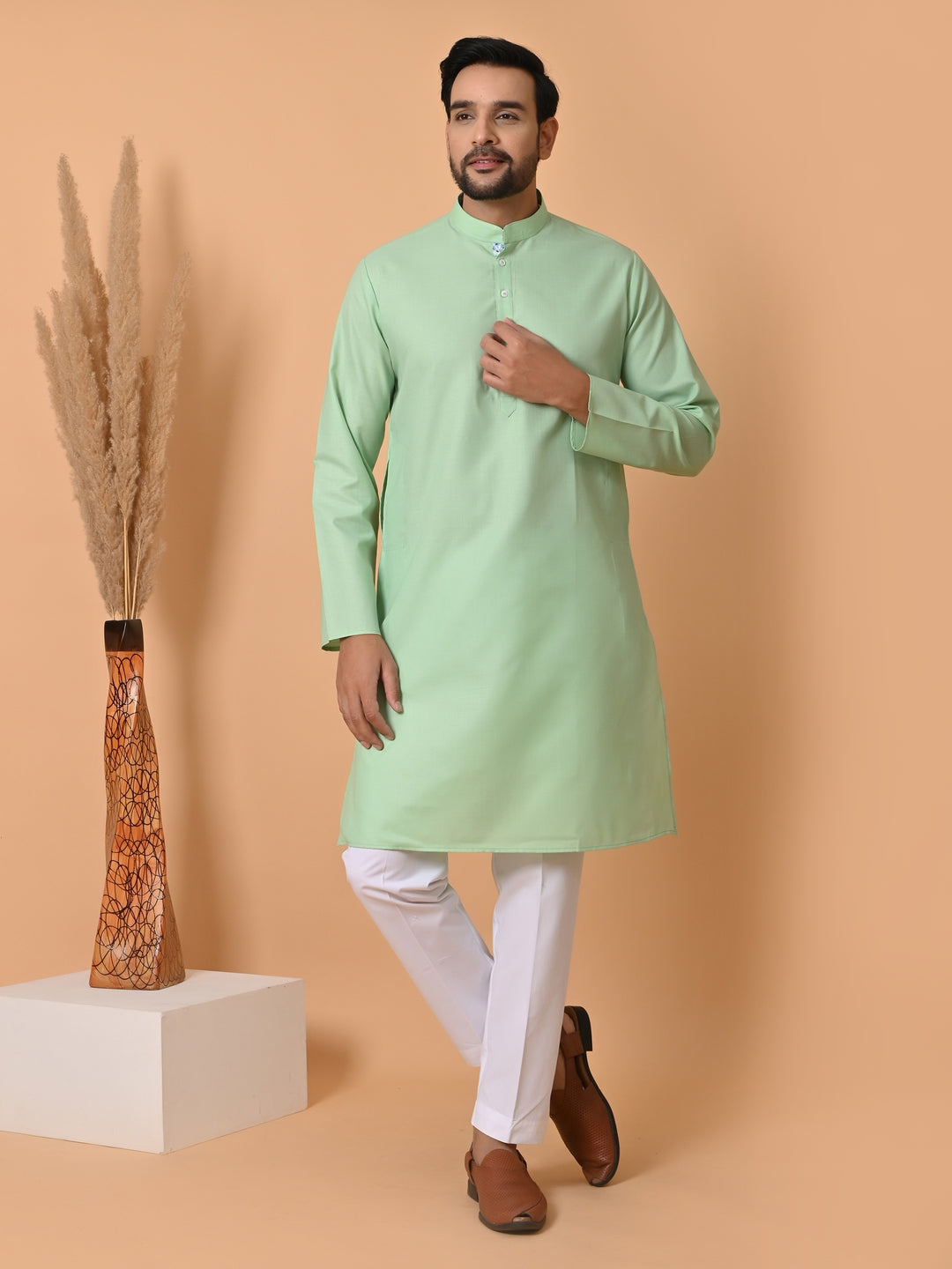 Solid Pista Kurta Set - KM34392-35