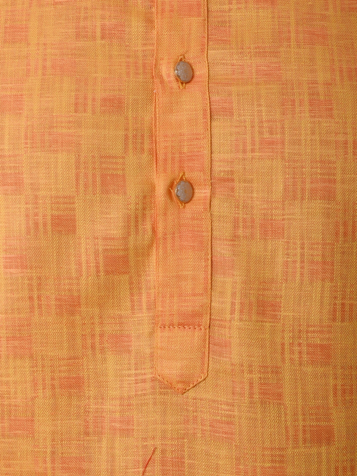 Checked Orange Kurta Set - KM34401-3