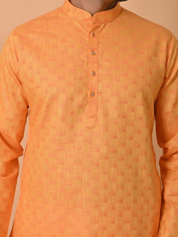 Checked Orange Kurta Set - KM34401-3