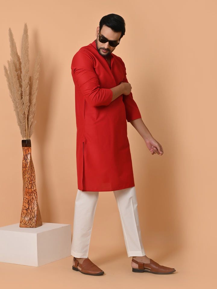 Solid Red Kurta Set - KM34523-12