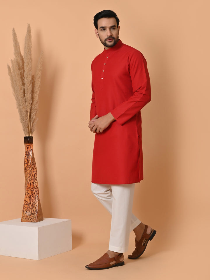 Solid Red Kurta Set - KM34523-12