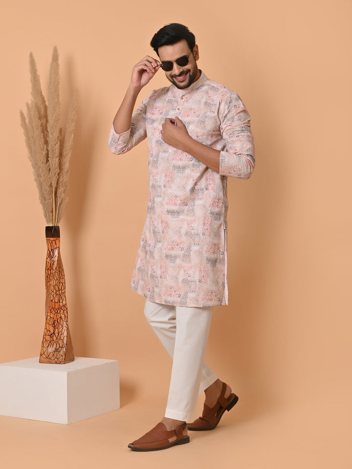 Chikan Cream Kurta Set - KM34756-48