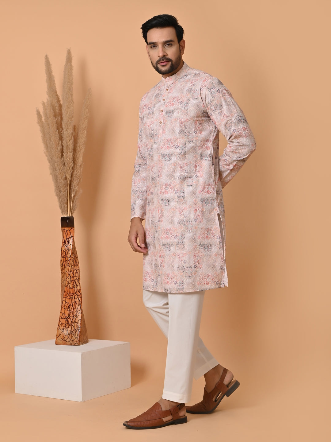 Chikan Cream Kurta Set - KM34756-48