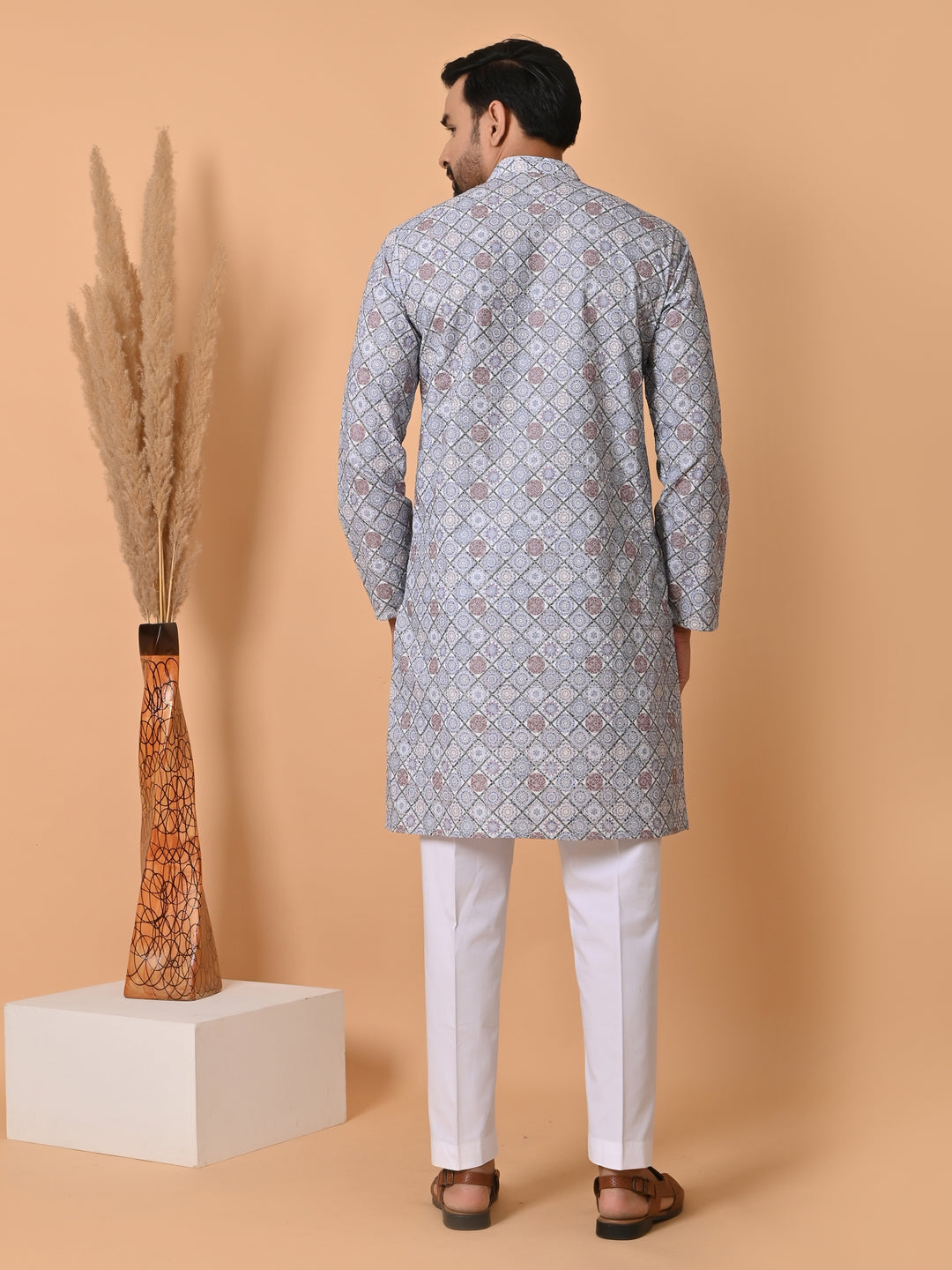 Chikan Grey Kurta Set - KM34756-50